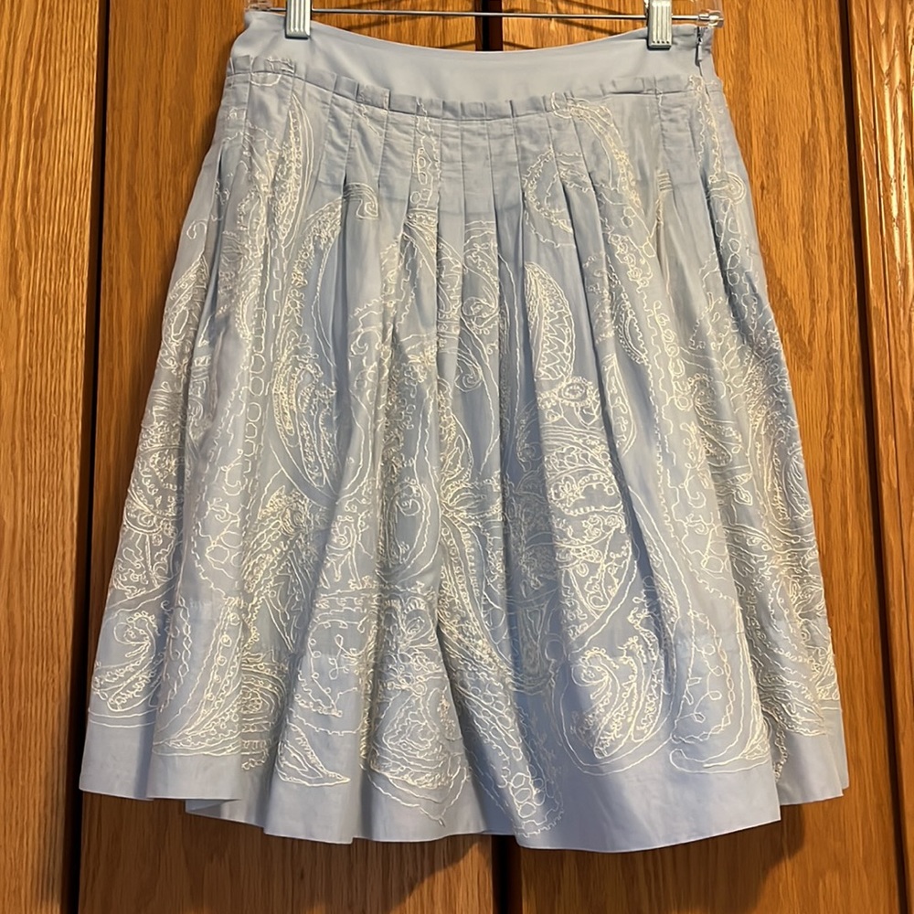 Talbots Petites Blue Cotton Skirt With Stitching.